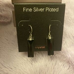 NWT, fine silver plated crystal earrings